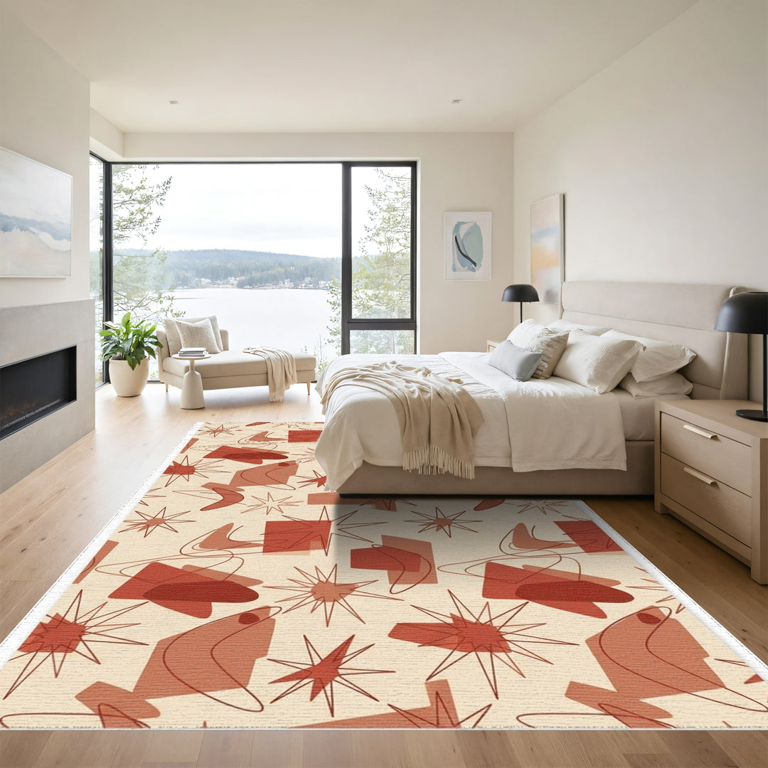 Retro Starburst Boomerang Shapes Rug