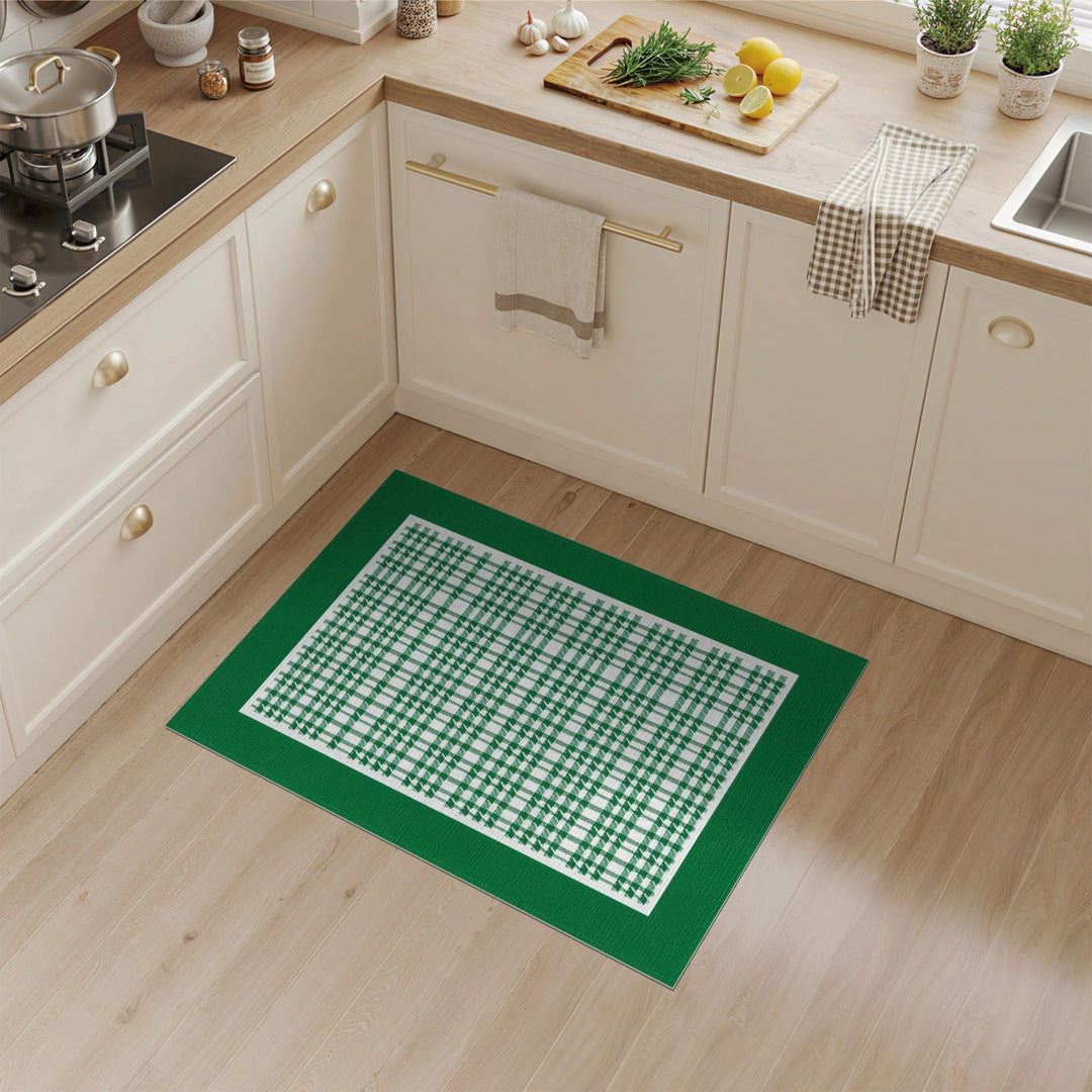 Geometric Modern Green Checkered Gingham Area Rug