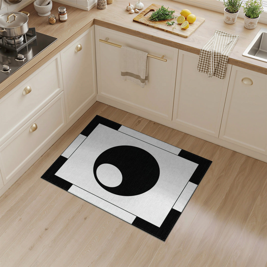 Circle Geometric Modern Black White Geometric Circle Area Rug