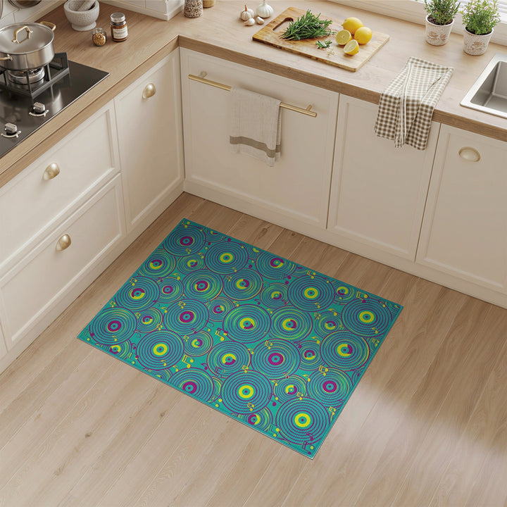 Vinyl Record Music Notes Area Rug
