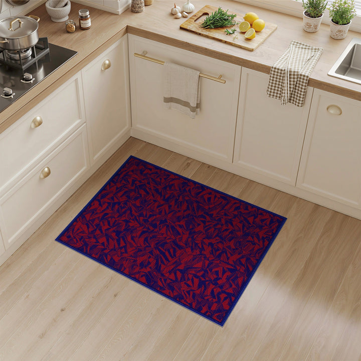 Red Abstract Geometric Area Rug