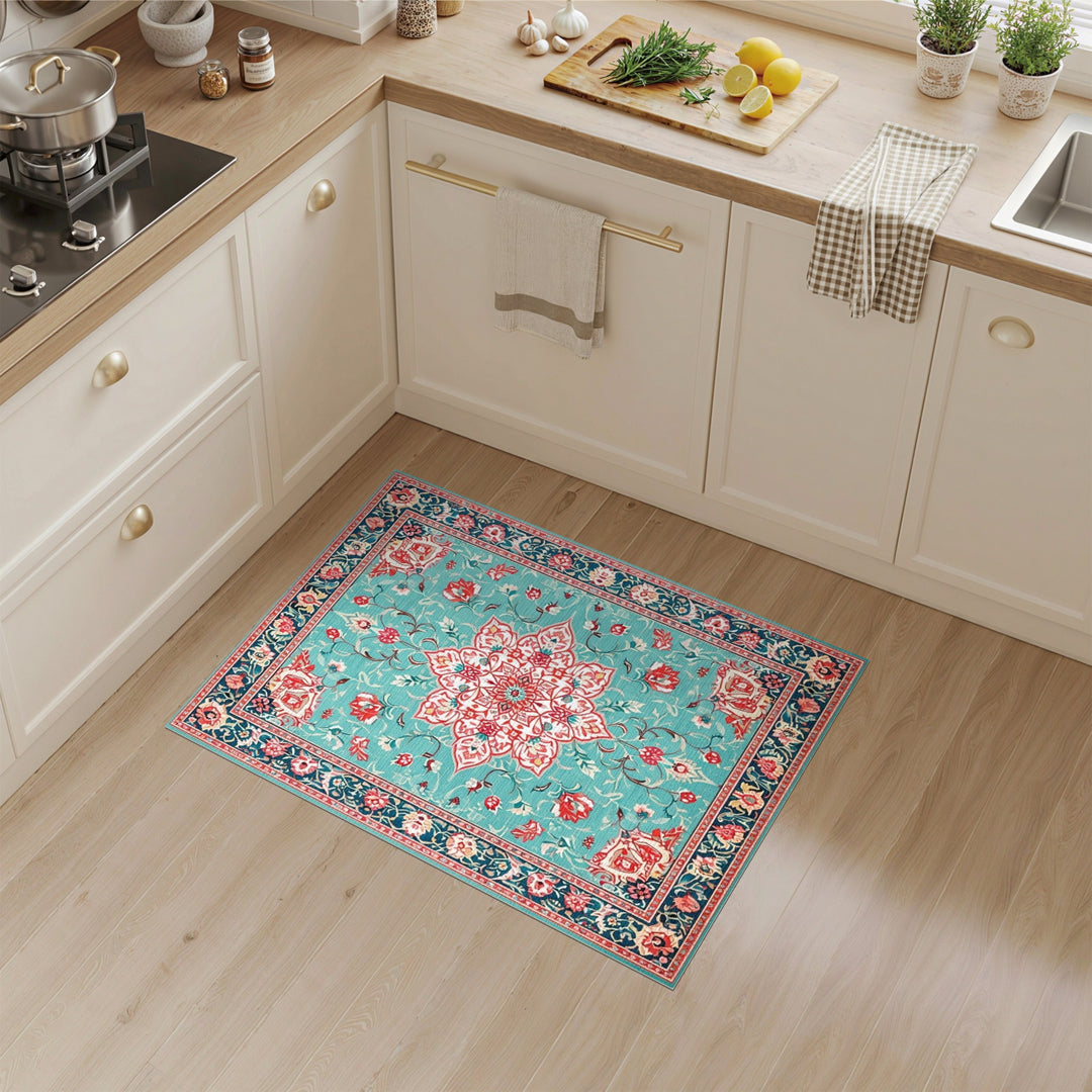 Medallion Teal Persian Floral Medallion Area Rug