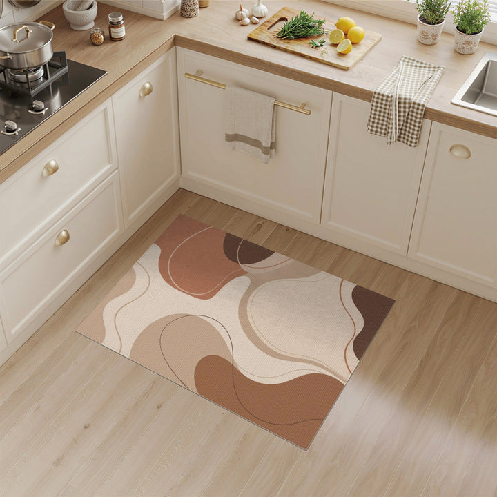 Brown and Tan Fluid Abstract Brown Tan Area Rug