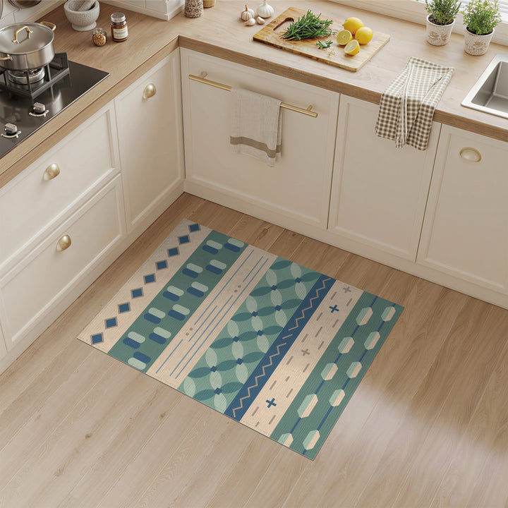 Blue Teal Geometric Area Rug