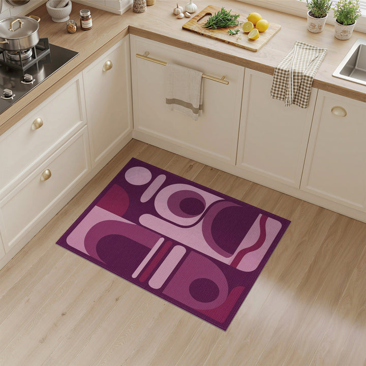 Abstract Purple Geometric Area Rug