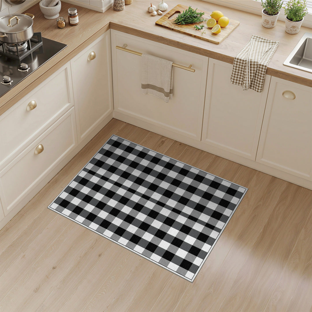 Geometric Modern Checkered Black White Checkered Area Rug