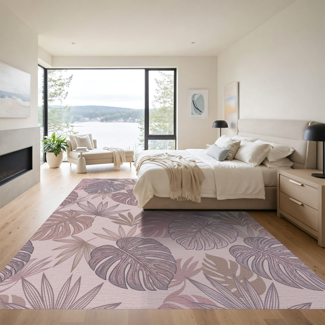 Pastel Tropical Leaf Cluster Rug