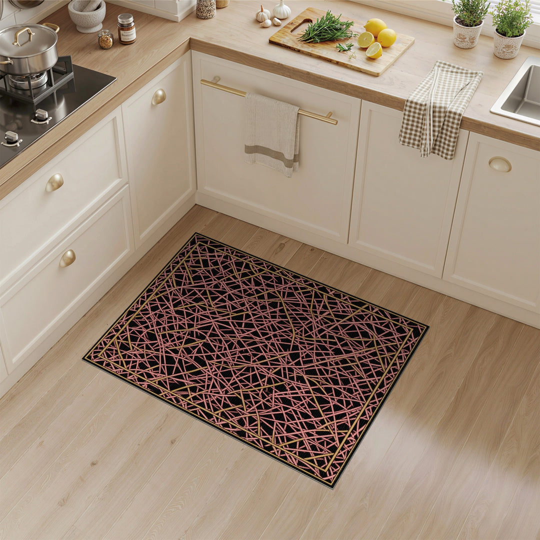 Pink Abstract Scribble Area Rug