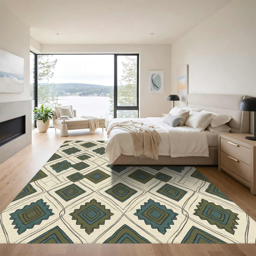 Earth Tones Diamond Geometric Rug