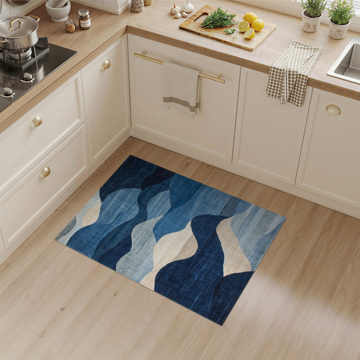 Abstract Area Wave Blue Abstract Wave Area Rug