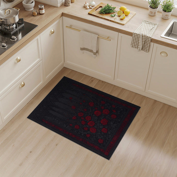Gothic Red Rose Area Rug