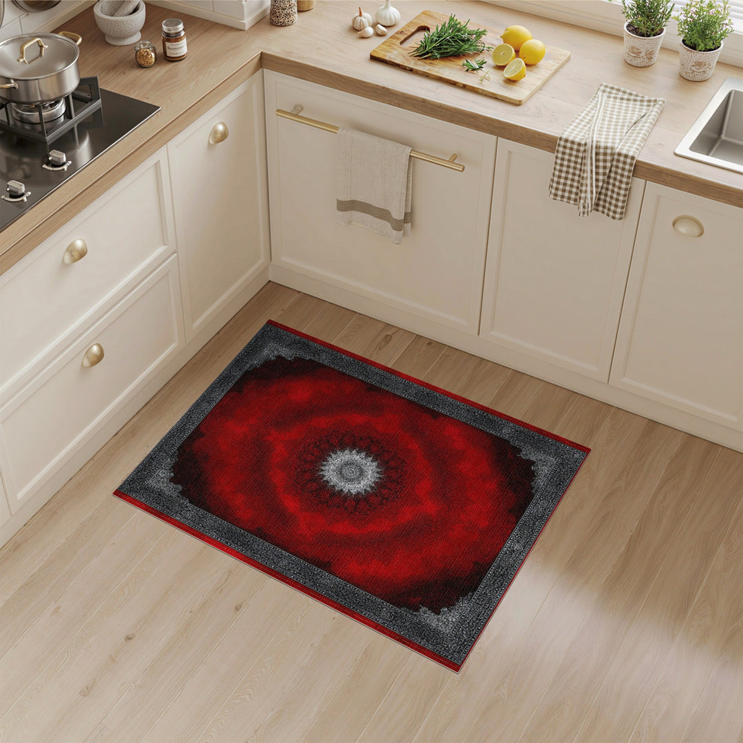Red Traditional Persian Medallion Area Rug