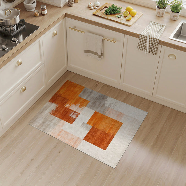Abstract Area Orange Geometric Abstract Area Rug