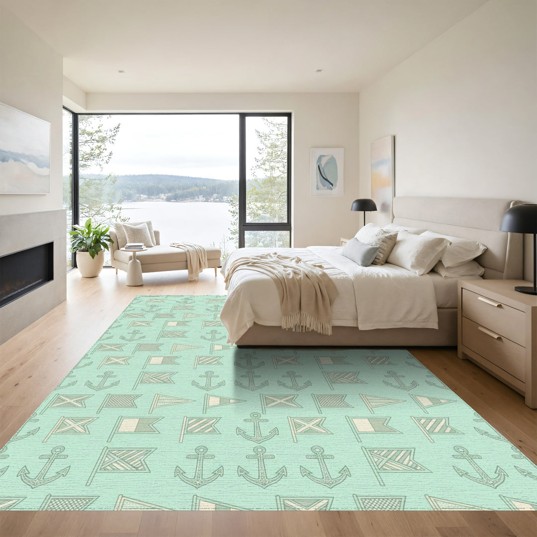 Nautical Flags Anchors Repeating Pattern Rug