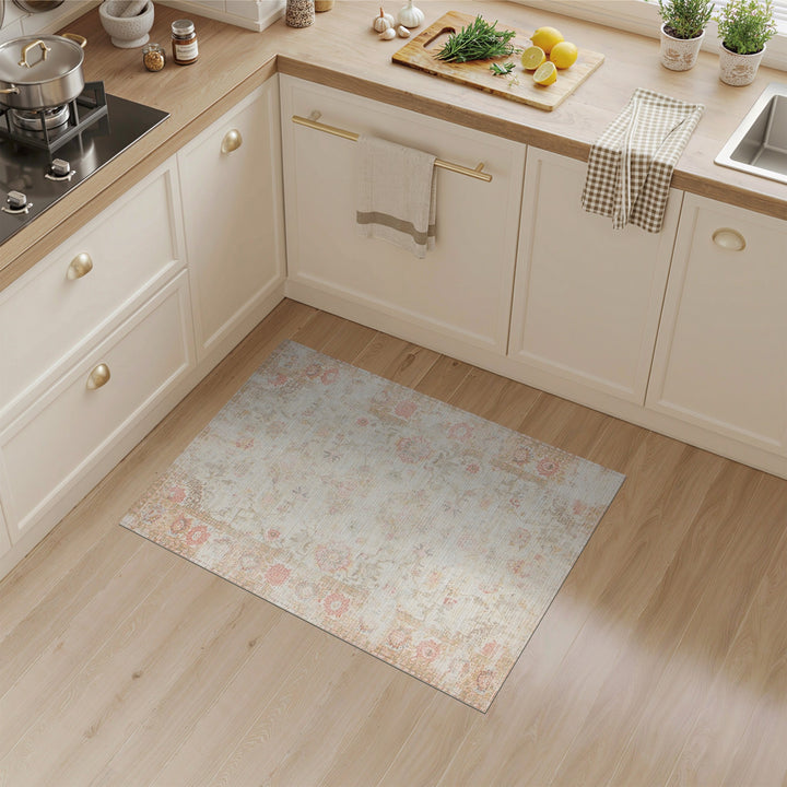 Vintage Floral Beige Area Rug