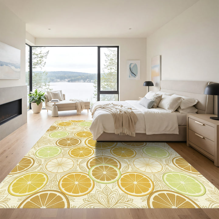 Citrus Slice Medallion Mandala Rug