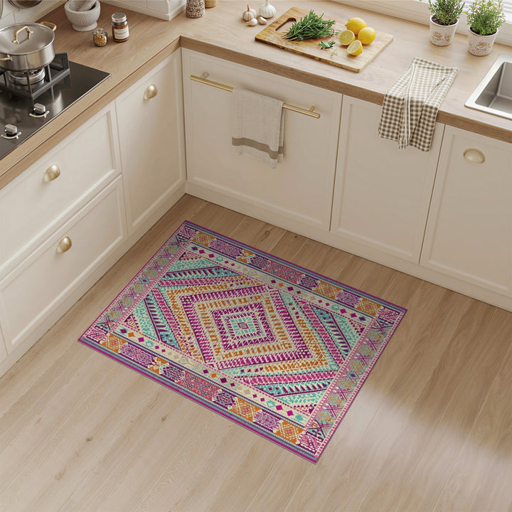 Geometric Modern Vibrant Multi-Color Geometric Diamond Area Rug