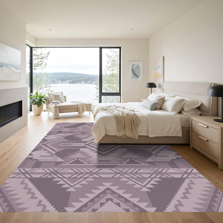 Mauve Geometric Diamond Step Rug