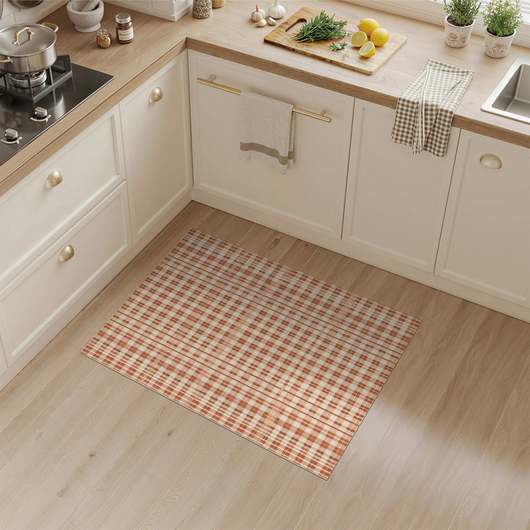 Geometric Modern Orange Checkered Plaid Area Rug