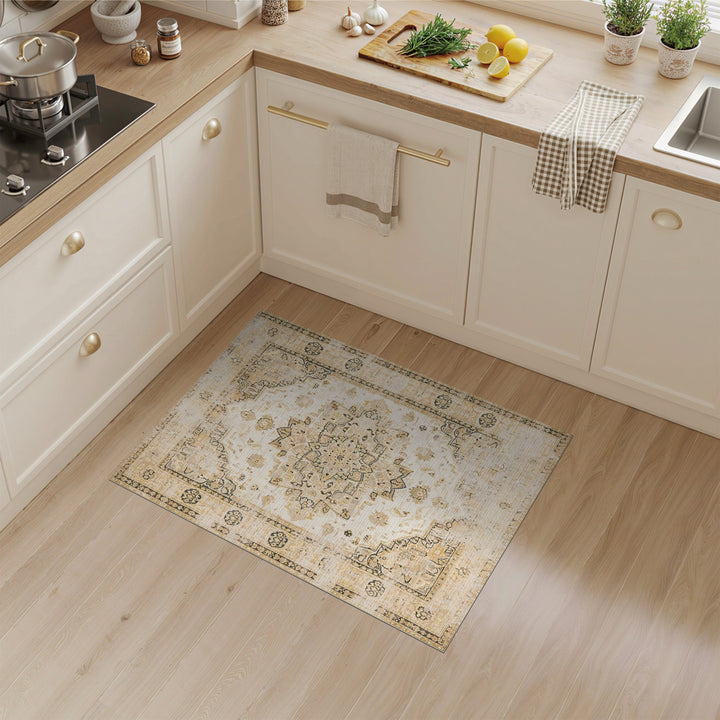Beige Distressed Persian Area Rug