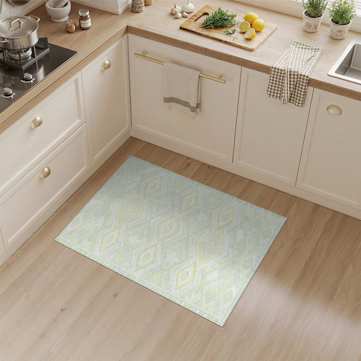 Mint Green Geometric Diamond Area Rug