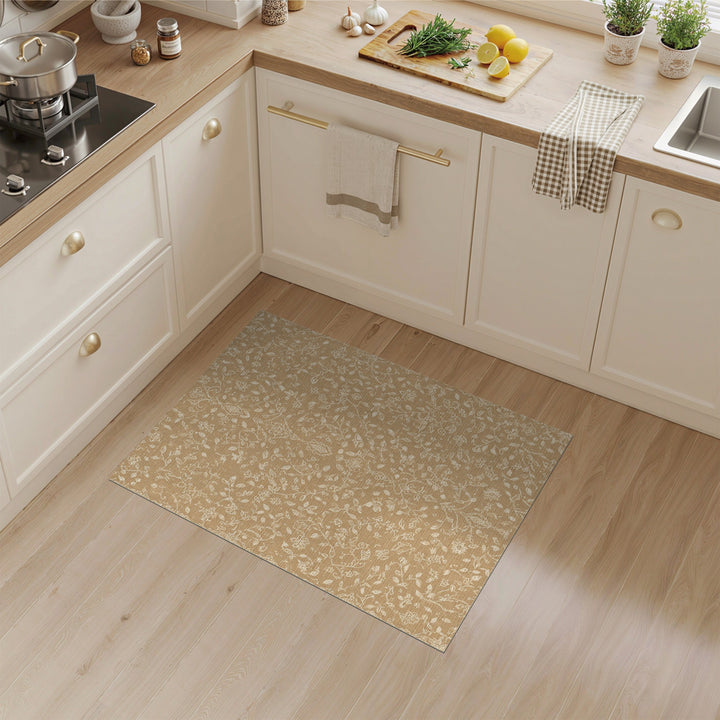 Tan Floral Vine Vintage Area Rug