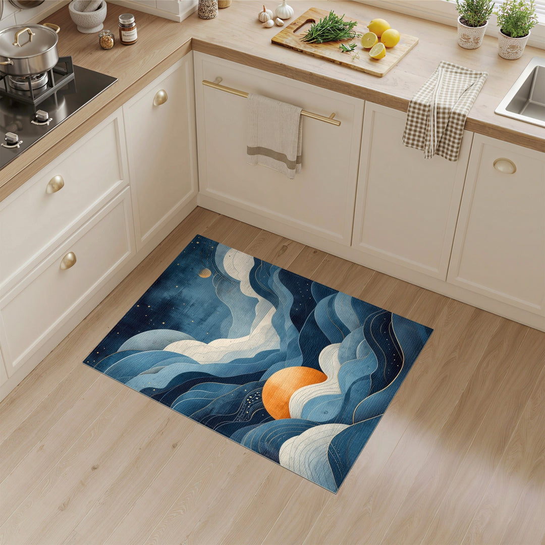 Celestial Blue Wave Area Rug