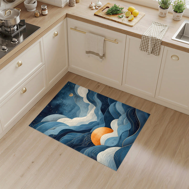 Celestial Blue Wave Area Rug