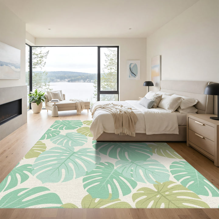 Tropical Monstera Leaf Pastel Blend Rug