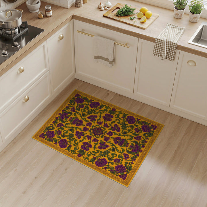 Yellow Purple Floral Area Rug