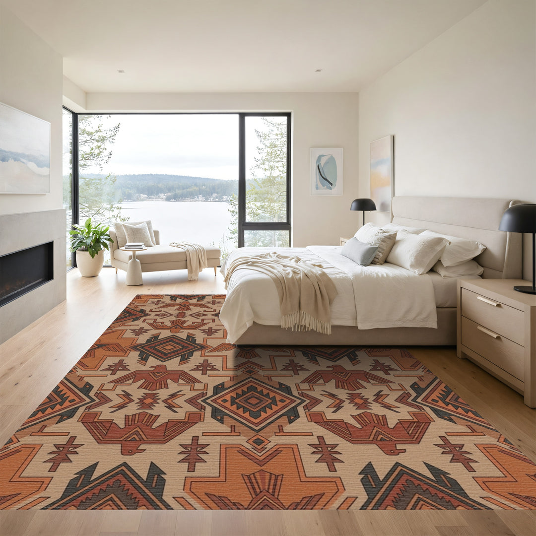 Earthy Tones Thunderbird Geometric Rug
