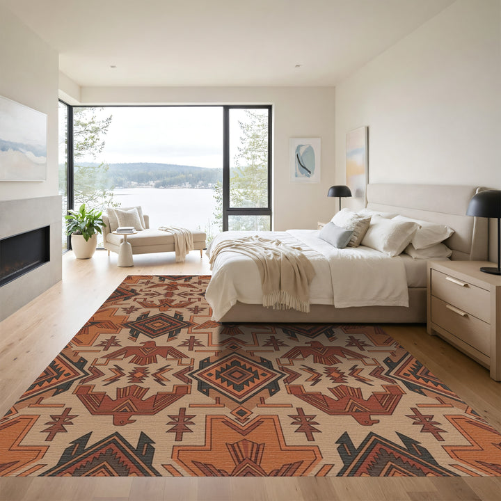 Earthy Tones Thunderbird Geometric Rug