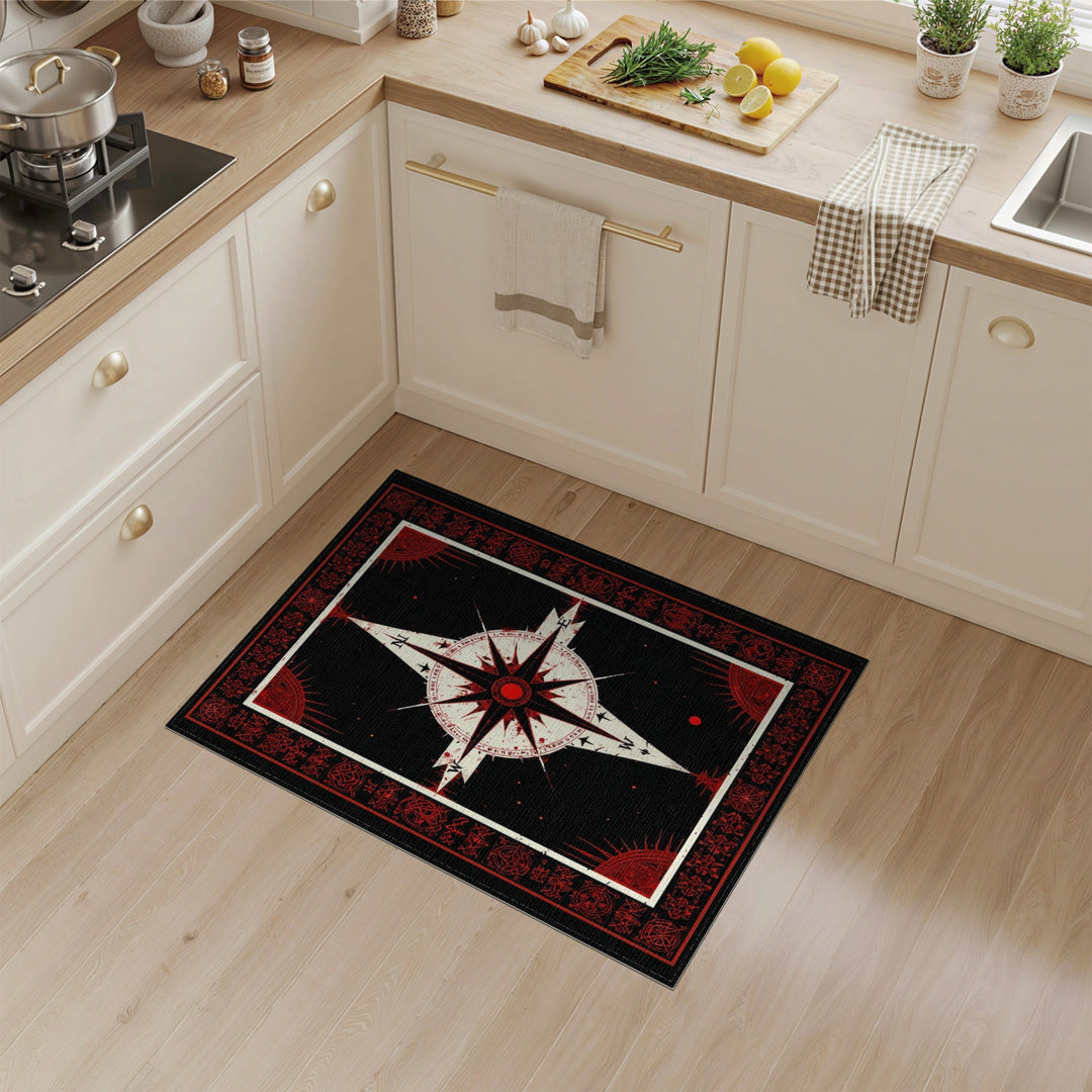 ODIKA Red Mystic Compass Area Rug