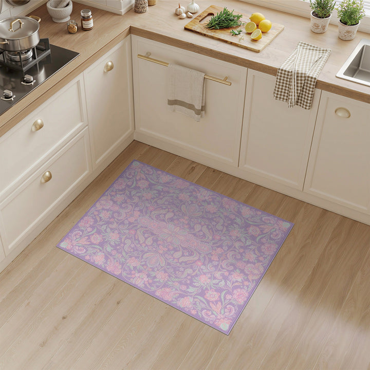 Purple Floral Vintage Area Rug