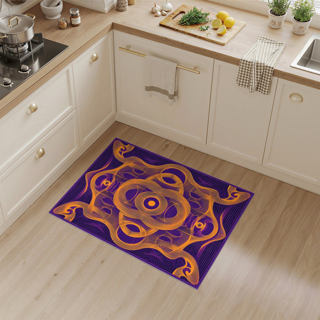Psychedelic Purple Geometric Area Rug
