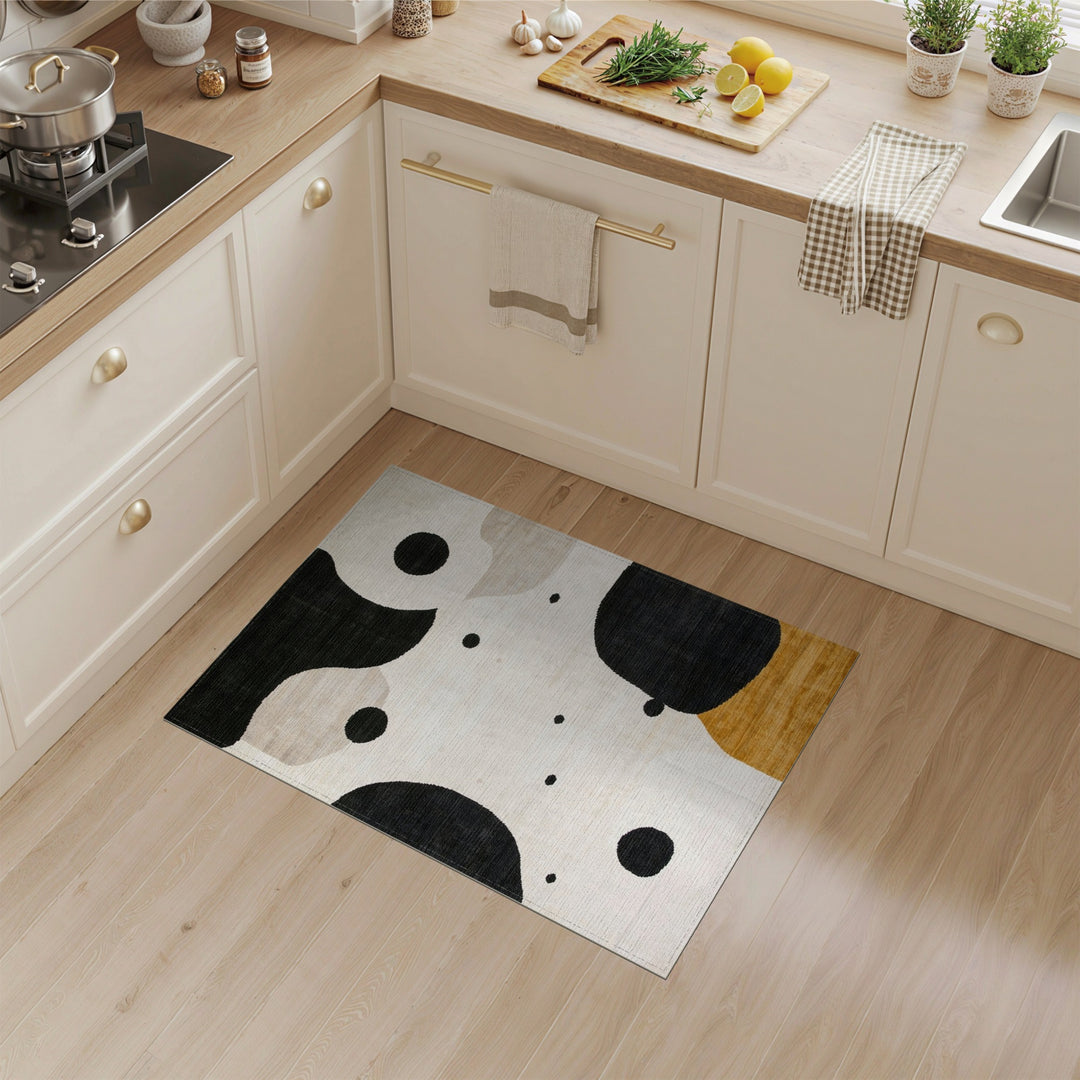Black White Abstract Area Rug
