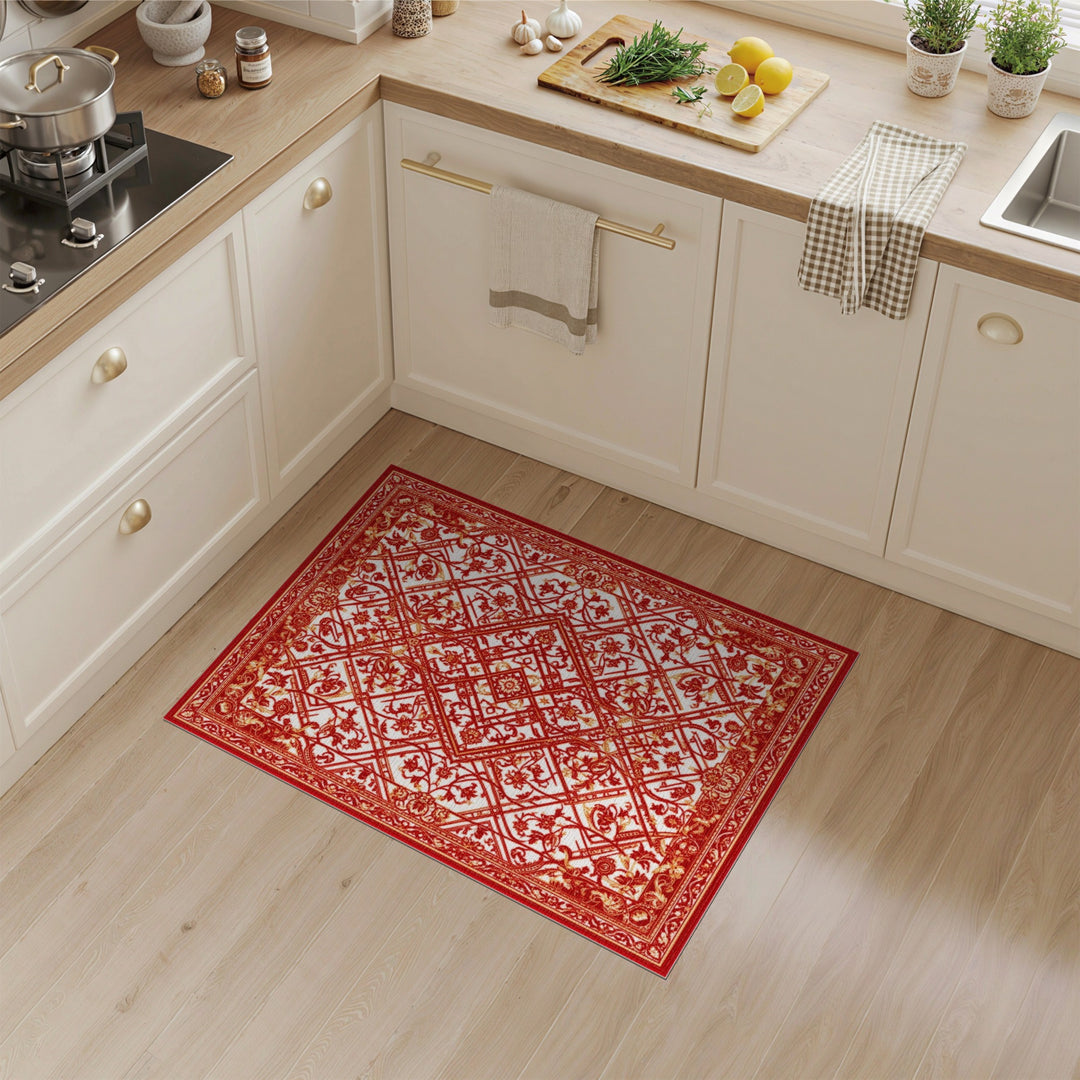 Red Floral Persian Area Rug