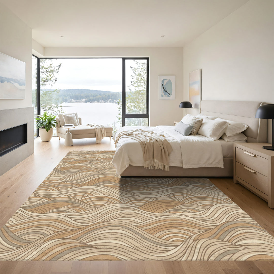 Earthy Tone Wavy Stripe Landscape Rug