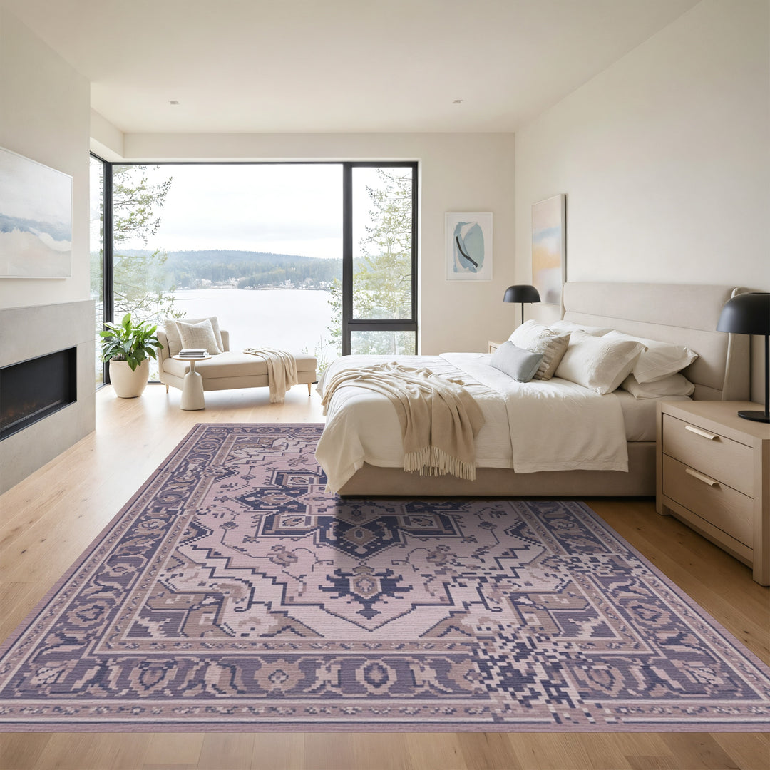 Dusty Rose Medallion Floral Intricate Rug