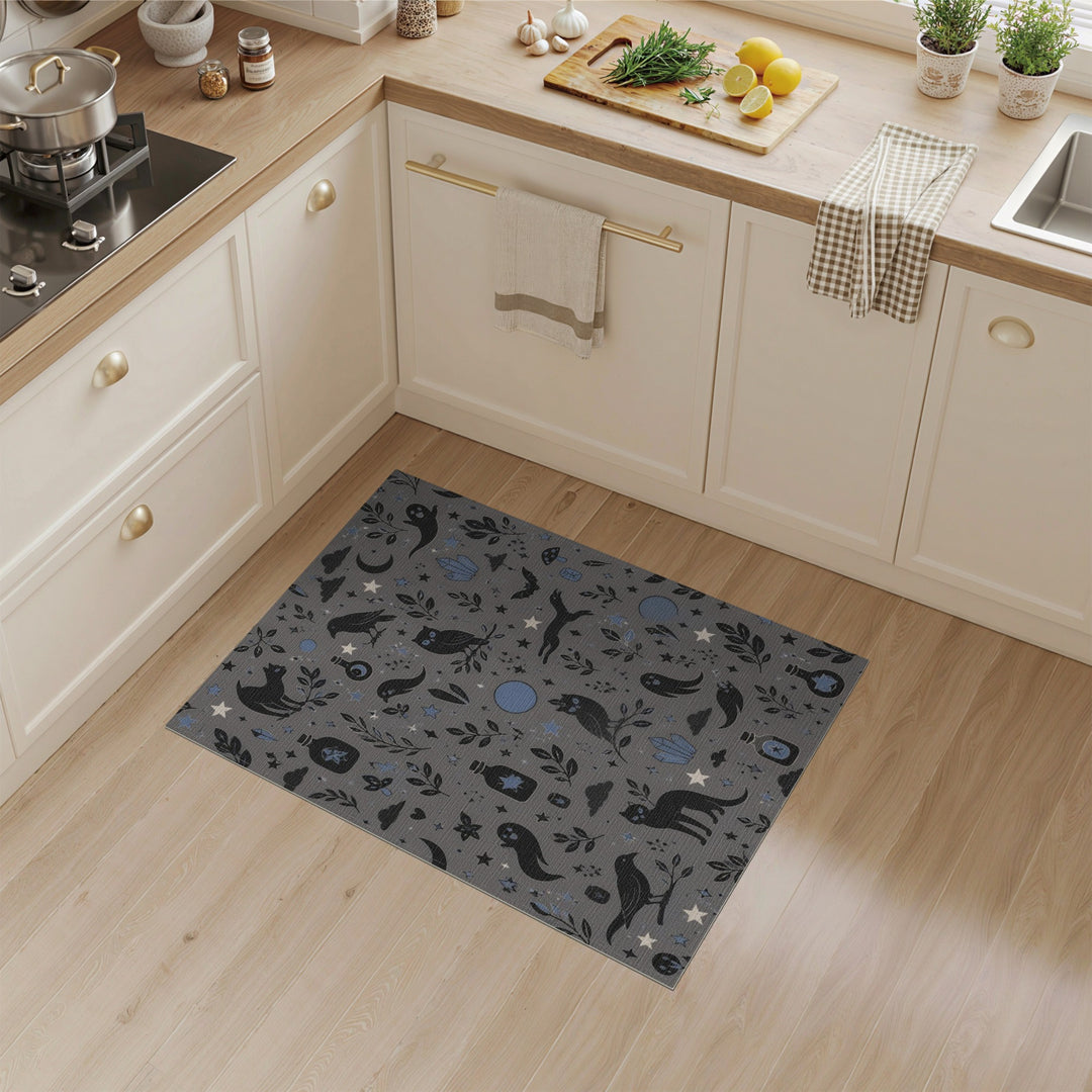 Grey Magical Creatures Washable Area Rug