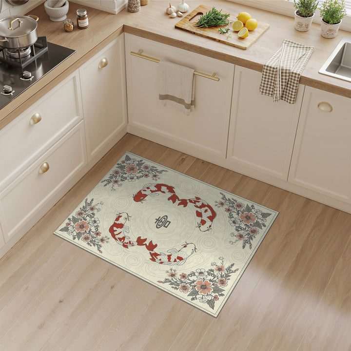 Koi Fish Double Happiness Washable Area Rug