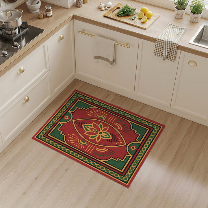 Red Lotus Medallion Area Rug