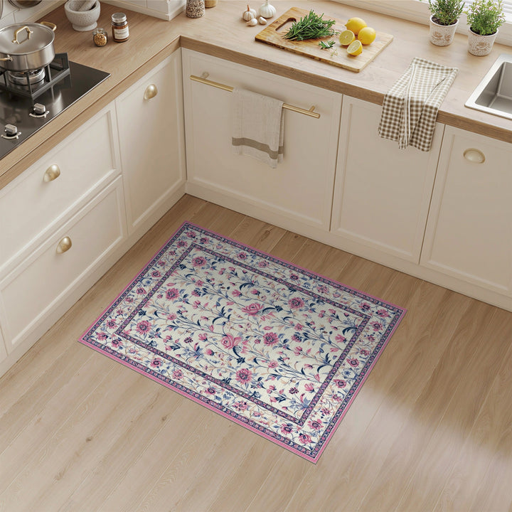 Pink Floral Vintage Area Rug