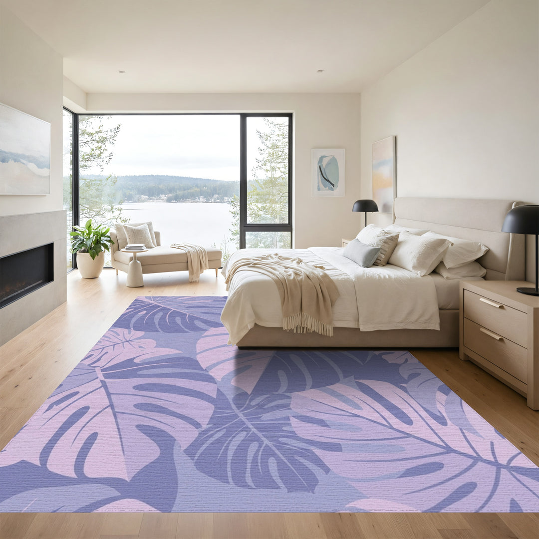 Lavender Monstera Leafy Blanket Rug