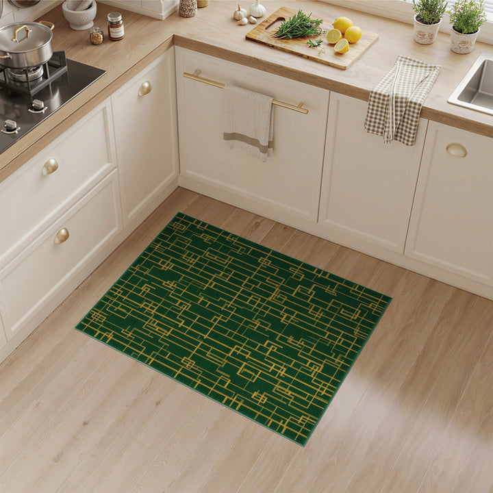 Green Geometric Area Rug