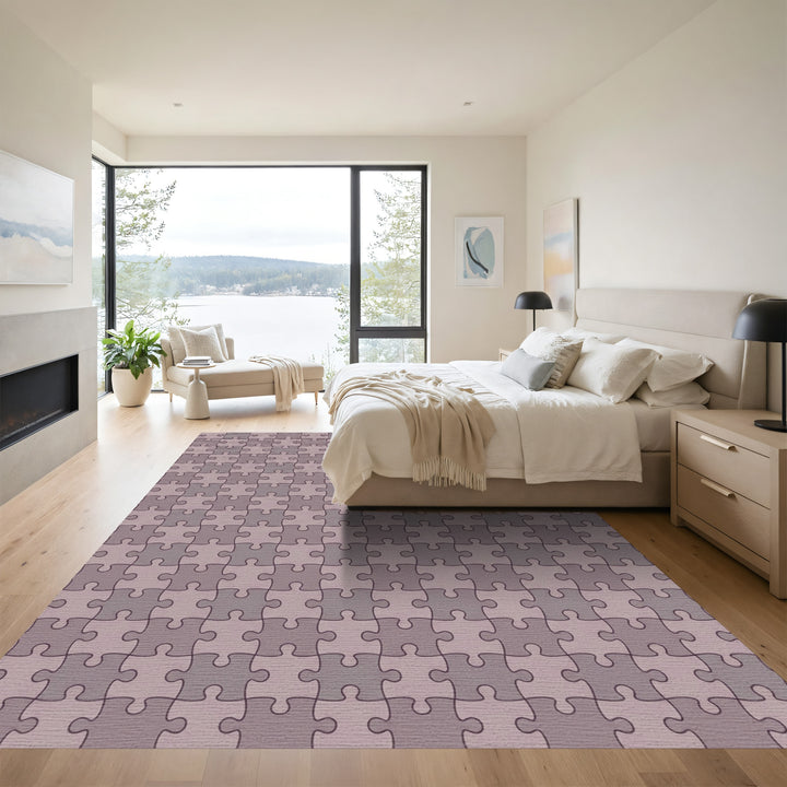 Taupe Puzzle Piece Repeating Field Rug