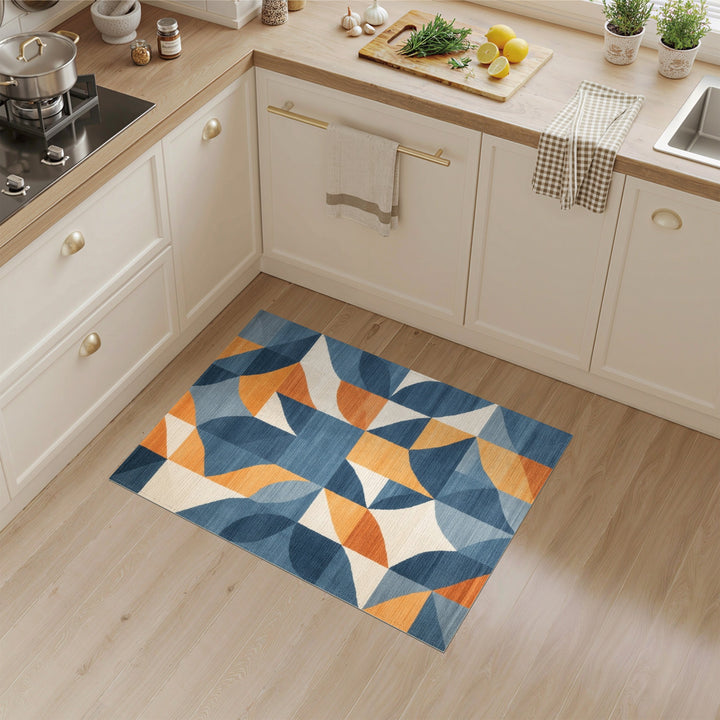 Blue Geometric Modern Area Rug