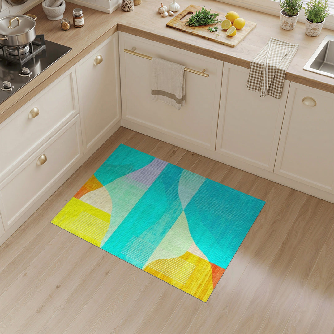Abstract Area Multi-color and Patterns Vibrant Abstract Wave Multi-Color Area Rug