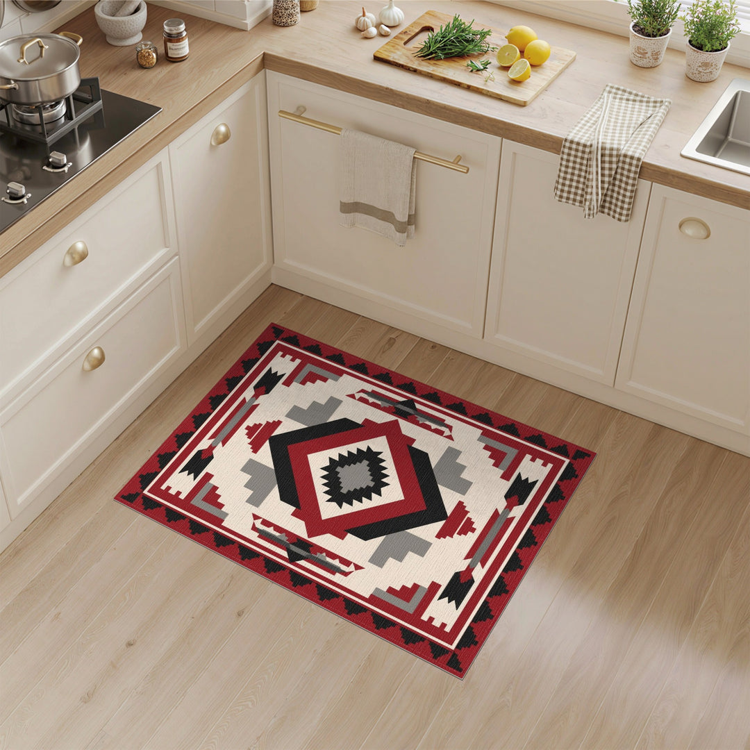 Red Southwestern Geometric Area Rug
