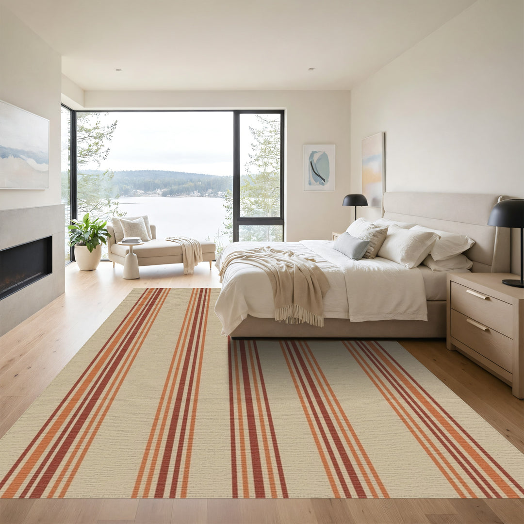 Earthy Terracotta Stripe Rug